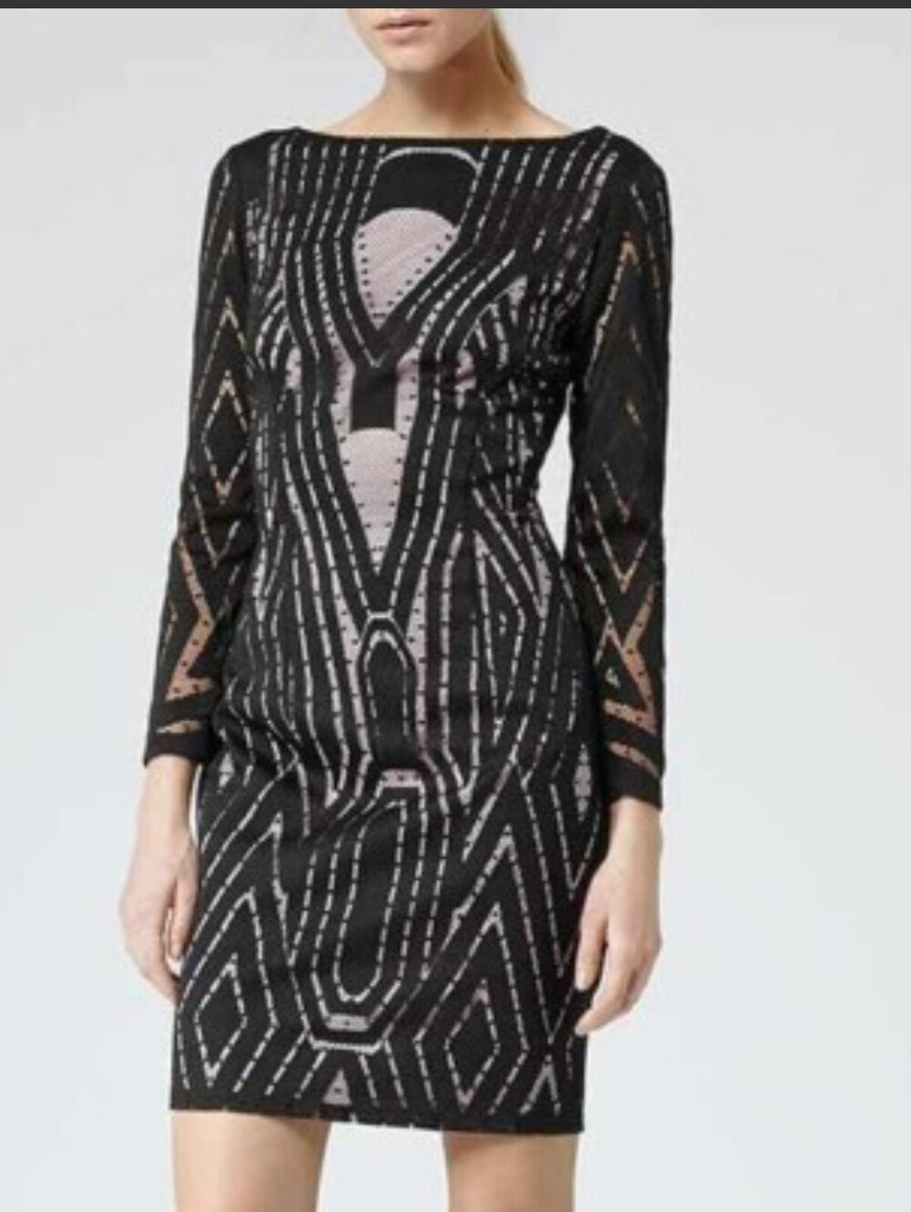 Reiss-"Kaz" Graphic Lace Dress-Size 2